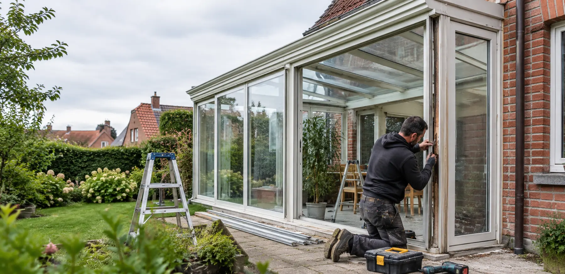 Rénovation d’une véranda vitrée au jardin